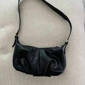 Elegant Black faux Leather Shoulder Bag